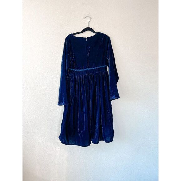 Billieblush Girls Navy Embroidered Velvet Dress, Size 10 - Picture 3 of 4